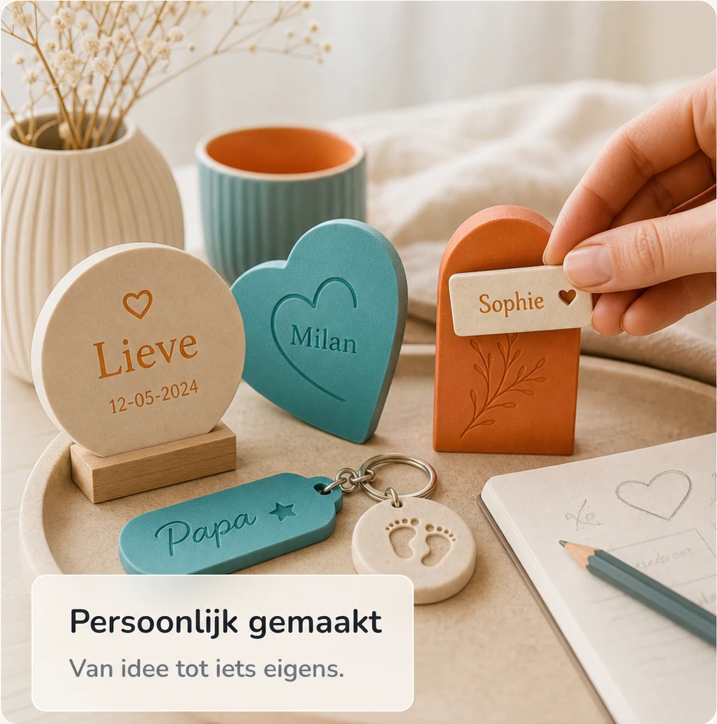 Voorbeelden van persoonlijk gemaakte 3D-geprinte cadeaus